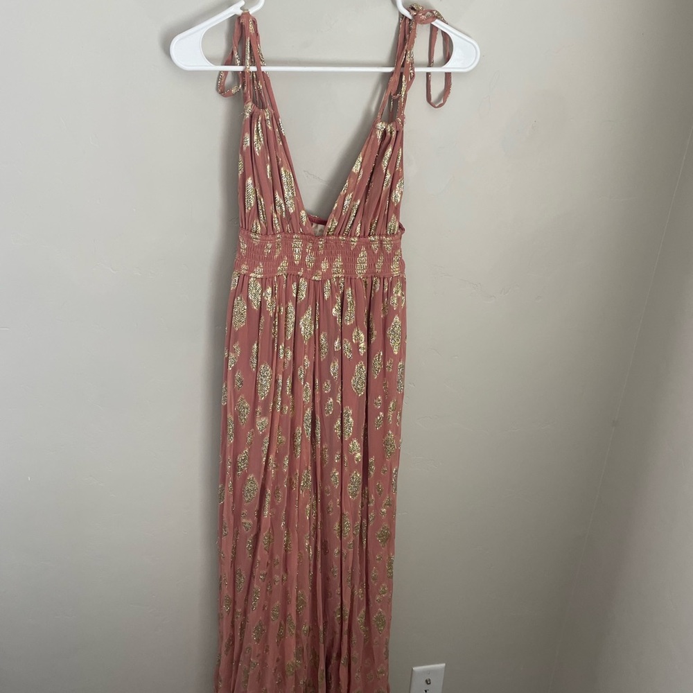 Pink and Gold Maxi Dress
